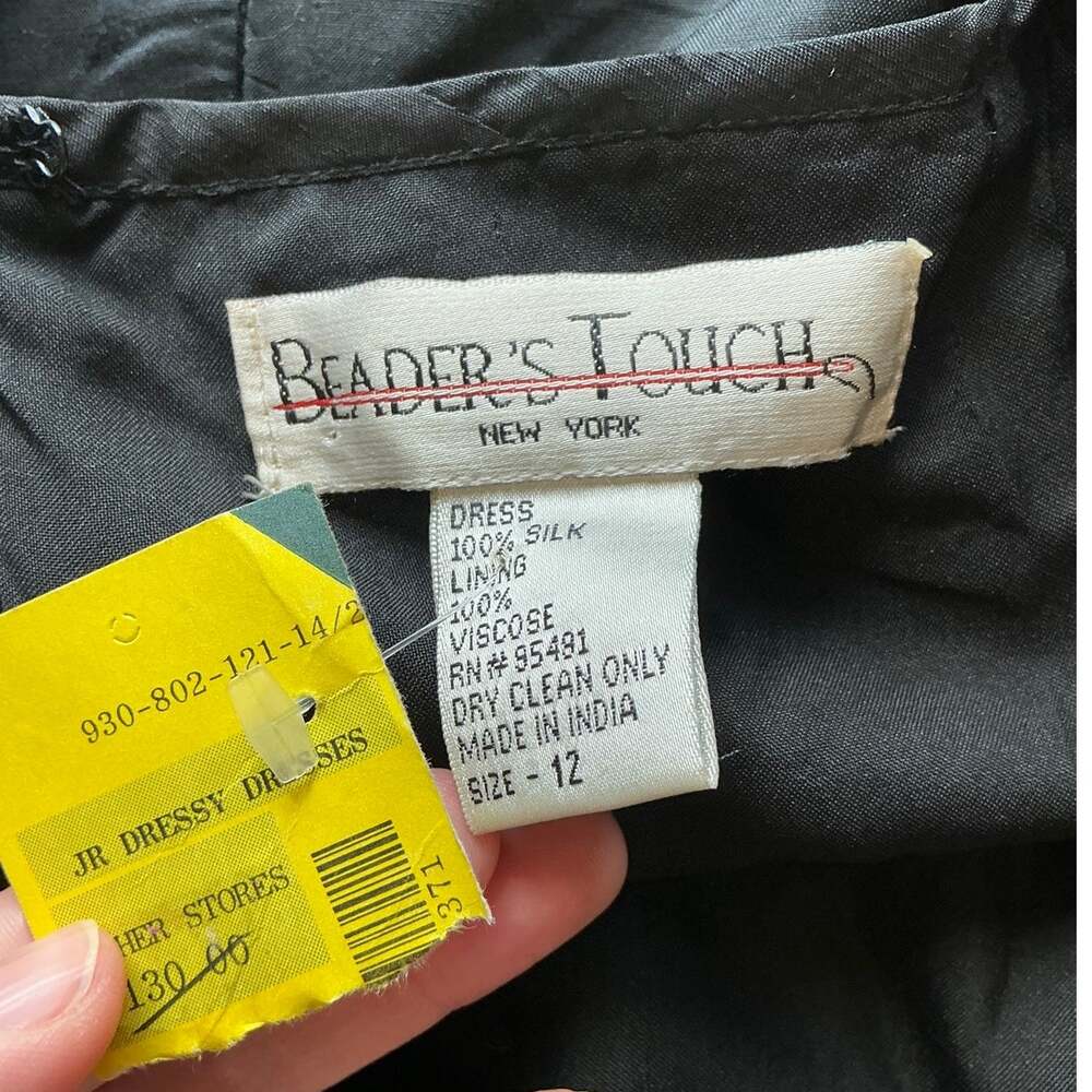 NWT Y2K Beader's Touch Silk Beaded Dress W12 Black - Picture 3 of 8